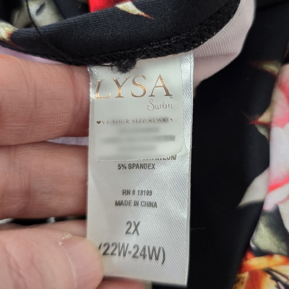 LYSA Floral One Piece Kylie Swimsuit UPF 50+ 2X 22W/24W - Picture 8 of 10